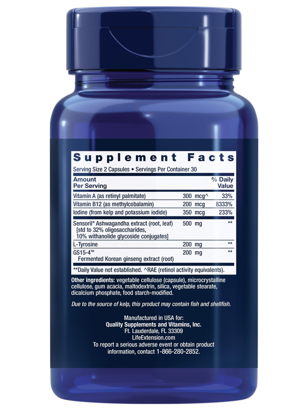 Thyroid Support Complex - Thyroid Health Support Supplement with Vitamins A, B, Iodine, Magnesium, L-Tyrosine, Ashwagandha & Ginseng for Energy – Non-GMO, Gluten-Free - 60 Capsules