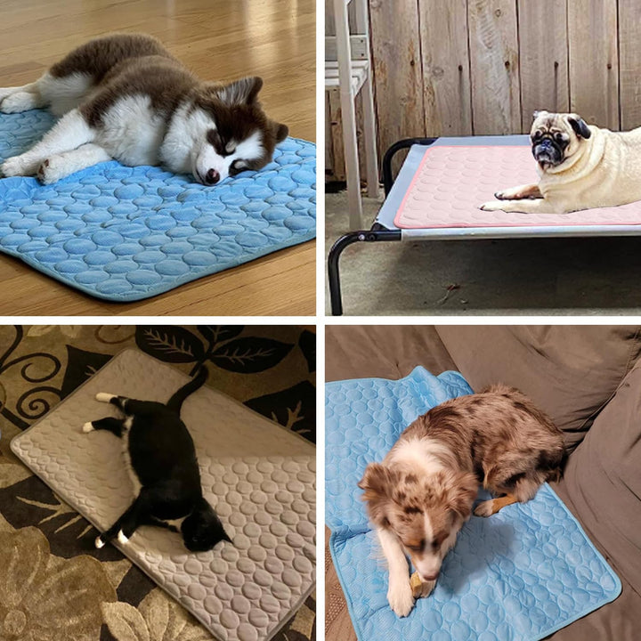 Summer Cooling Mat & Sleeping Pad- Water Absorption Top, Materials Safe, Easy Carry, EZ Clean. Keep Cooling for Pets, Kids and Adults.(Blue, 40 x 28)