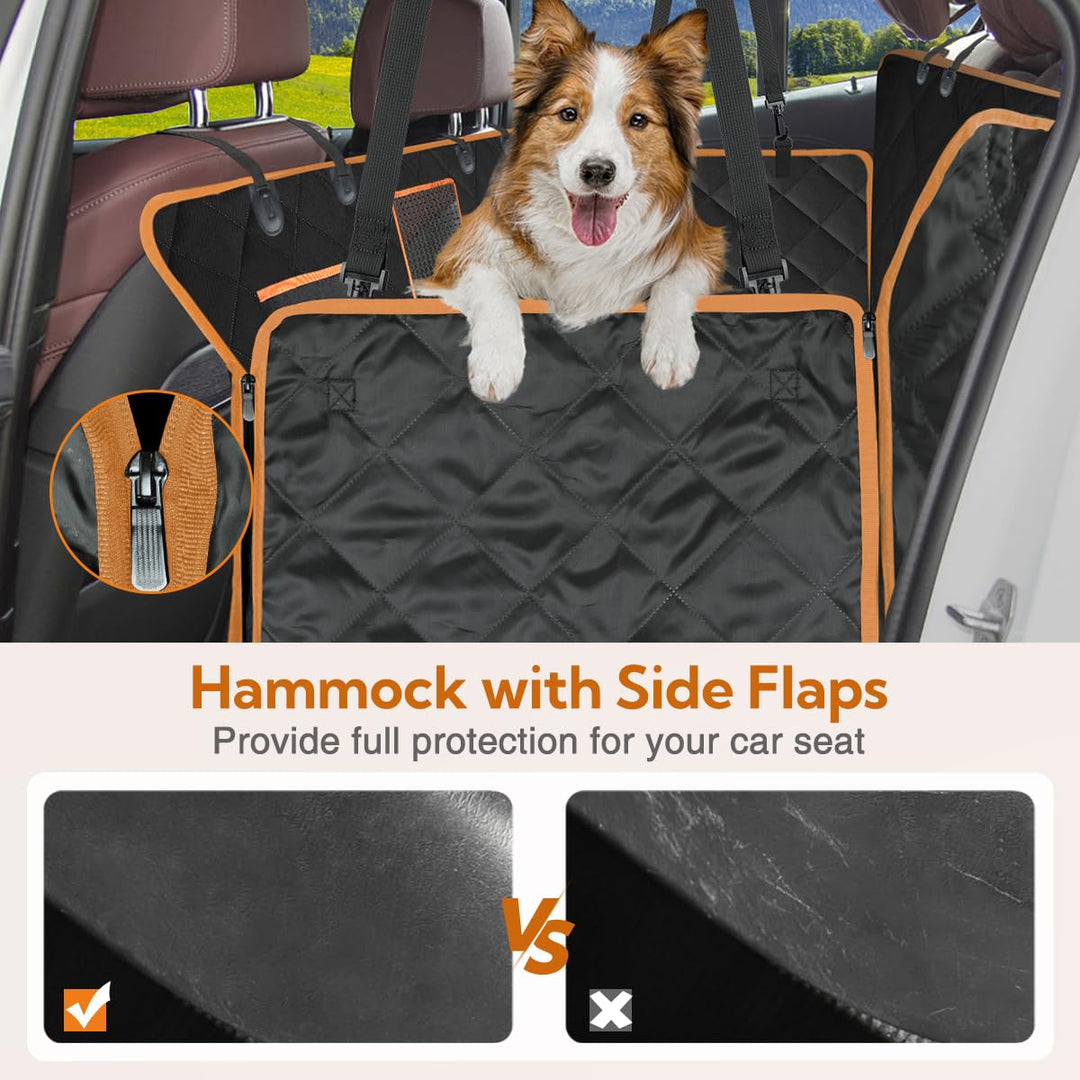 Dog Car Seat Cover for Back Seat,Waterproof Hammock with Mesh Window, Anti-Scratch Nonslip Car Seat Protector for Dogs, 600D Heavy Duty Dog Seat Cover for Cars Trucks and Suvs