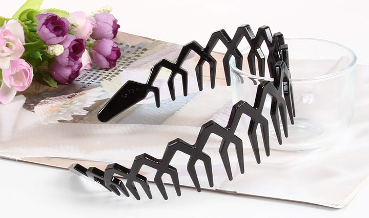 Women Men Plastic Sharks Tooth Headband Toothed Hairband Hair Comb Zigzag Hair Band Hair Hoop Hair Accessory (Black)