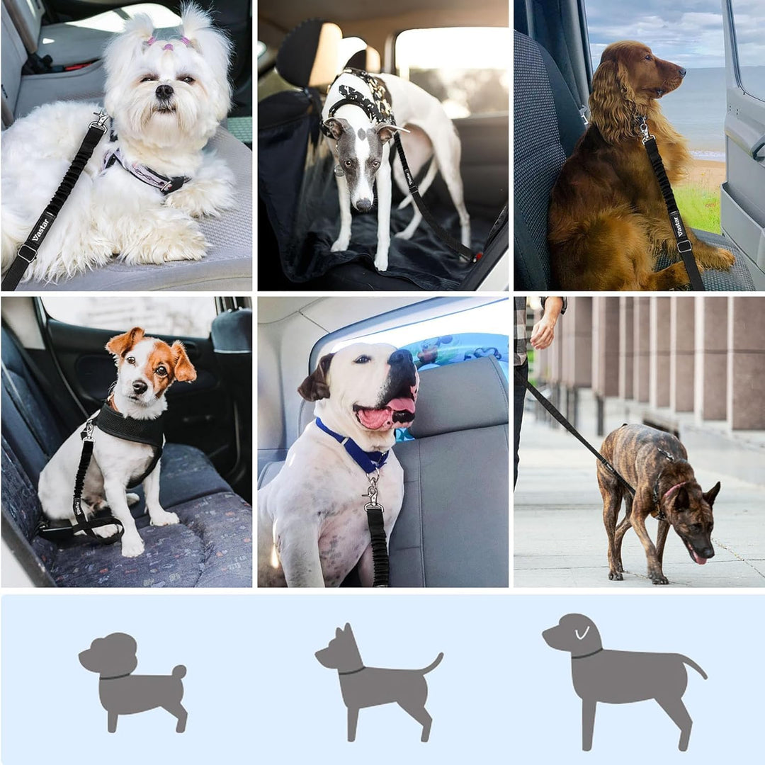 Dog Seat Belt Harness, 2 Packs Pet Dog Seat Belt Leash Adjustable Dog Cat Safety Leads Harness, Vehicle Car Seatbelt Harness for Pets with Elastic Nylon Bungee Buffer for Shock Attenuation