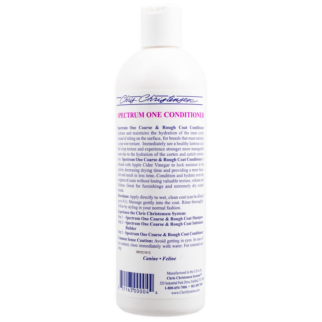 Spectrum One Dog Conditioner, Coarse and Rough Coat, Groom Like a Professional, Repairs and Protects, Maintains Inner Cortex Hydration, Made in The USA, 16 oz