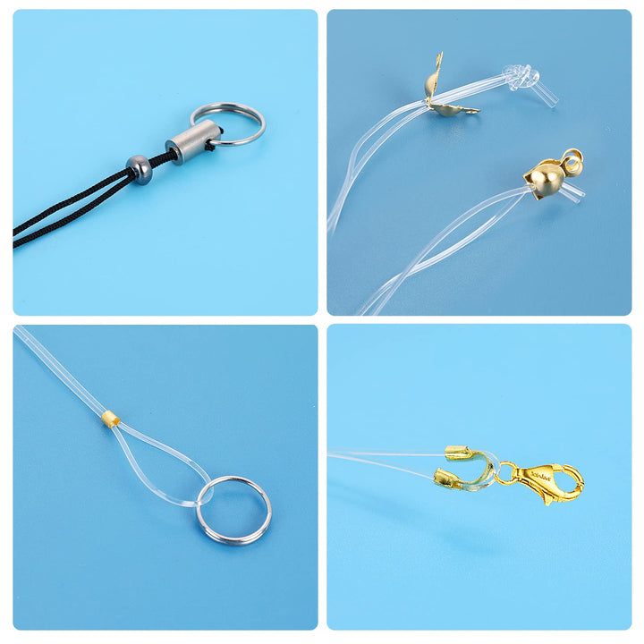 2100 Pieces 2mm Brass Tube Crimp Beads | 3mm Open Half Round Crimp Beads | 4.5mm U Tube End Cord Bead Clamp Tips | 7mm Bead Tips Knot Covers for DIY Jewelry Bracelets Necklaces Making