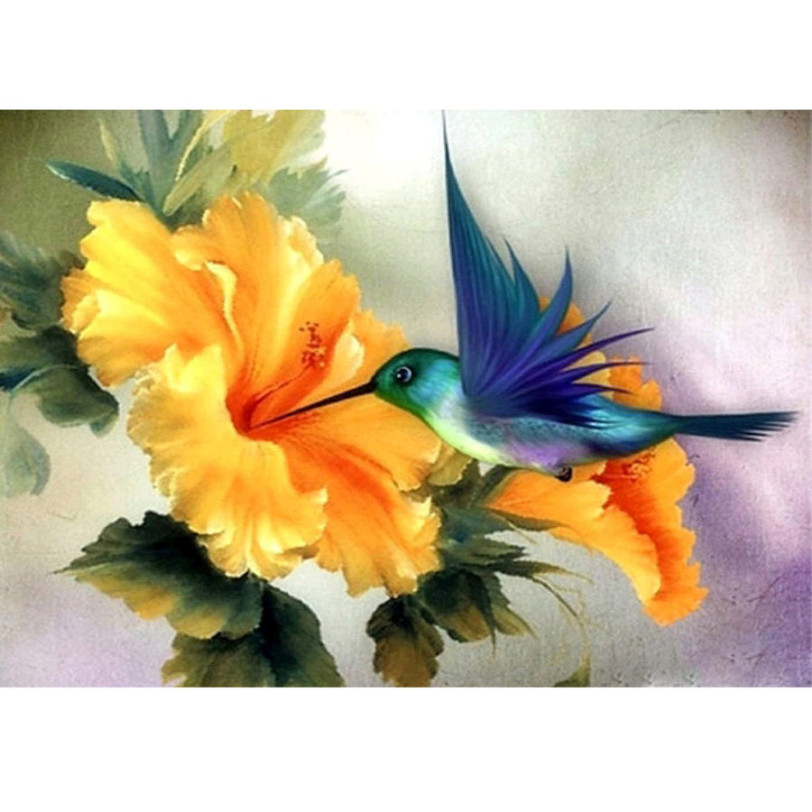 Hummingbird Diamond Art Painting Kits, Bluebird Diamond Art Painting Kits Full Round Drill Flowers Diamond Art Painting by Number Kits for Adults Diamond Art Hummingbirds 12X16 Inch/30x40 cm