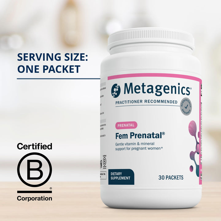 Fem Prenatal - Prenatal Vitamin & Minerals Supplement* - Prenatals for Women* - with Vitamin C, Iodine & Biotin - Multivitamins Gentler to The System - 30 Packets