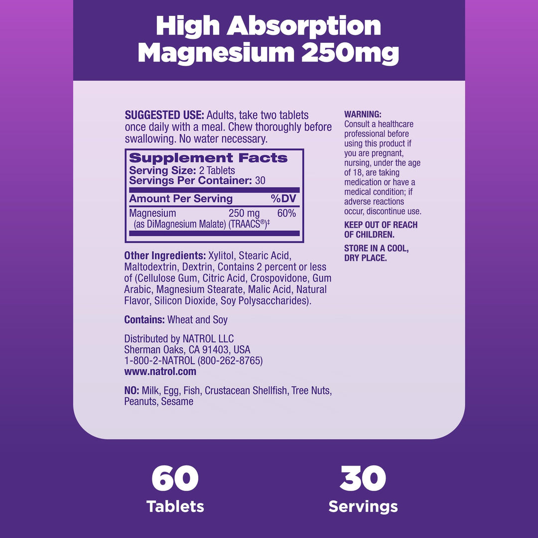Magnesium - High Absorption - 60 Tablets