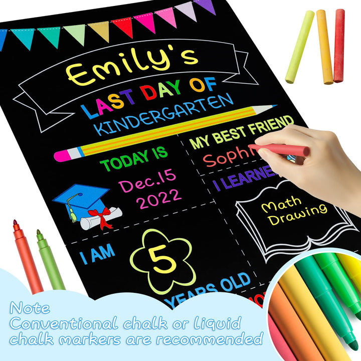 First Day and Last Day of School Board, 10’’ x 12’’ Double-Sided Printing 1st Day of School Chalkboard Sign, Reusable Wooden Photo Prop Back to School Supplies for Preschool/Kindergarten Kids