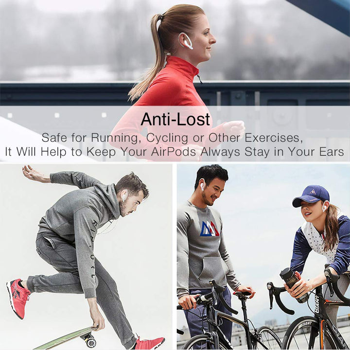 AirPods Ear Hooks Compatible with Apple AirPods 1, 2, 3, 4, Pro and Pro 2, Anti-Slip Sports Ear Hooks for AirPods 1, 2, 3, 4, Pro and Pro 2 - White