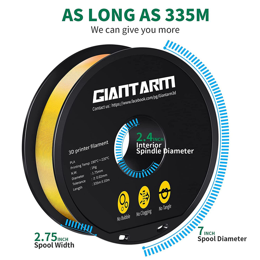 3D Printer Filament, Yellow Pla Filament, 1Kg(2.2lbs) Spool, 1.75mm Dimension Accuracy +/- 0.03mm, 3D Printing Filament