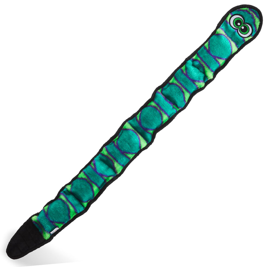 Durablez Tough Plush Squeaky Dog Toy, Snake, Blue, XL