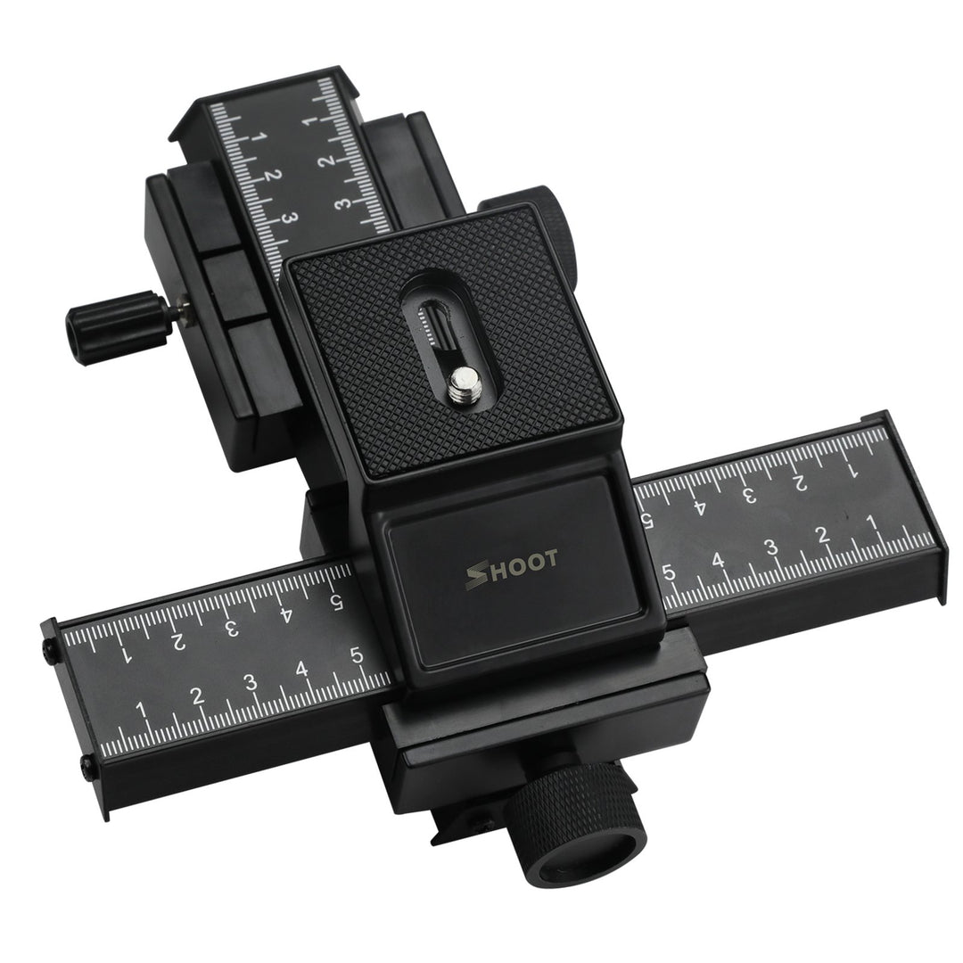 D&F 4 Way Fousing Rail Slider Aluminum Macro Close-Up Stand for Canon Nikon Sony Pentax Olympus and Other DSLR Camera and DC with Standard 1/4 Screw Thread