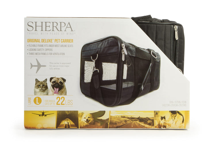 Original Deluxe Travel Pet Carrier, Airline Approved - Black, Large