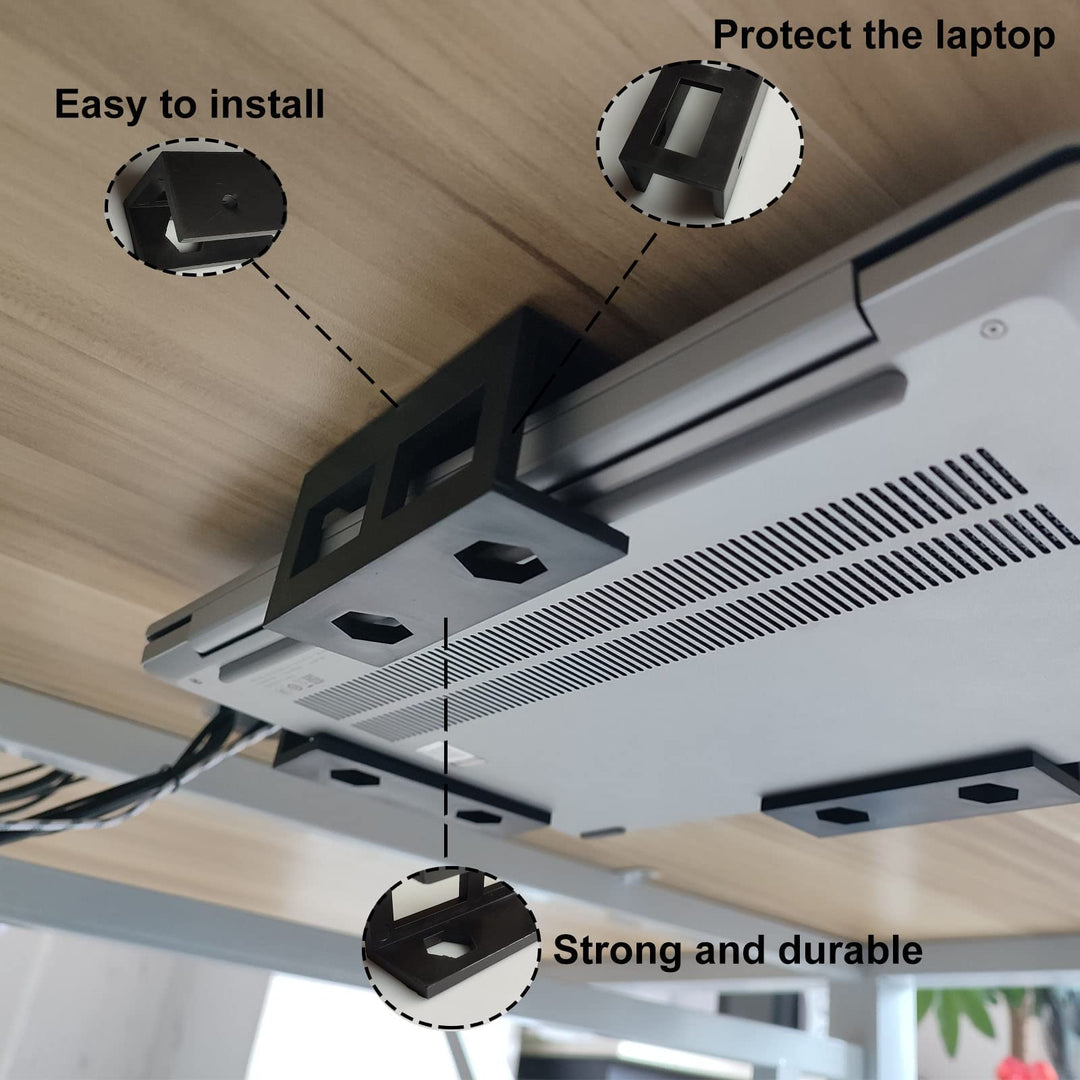 3 Pcs Plastic Under Desk Laptop Holder Mount with Screw,Under Desk Laptop Mount Bracket,Add On Under Table Laptop/Keyboard Storage(3 Pcs)