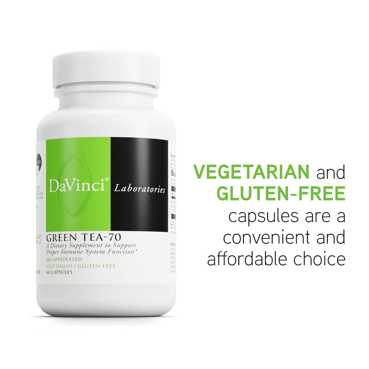 Labs Green Tea-70 - Nutritional Supplement to Support The Immune System, Cardiovascular and Cholesterol Health - with Green Tea Extract - Decaffeinated - Gluten-Free -60 Vegetarian Capsules