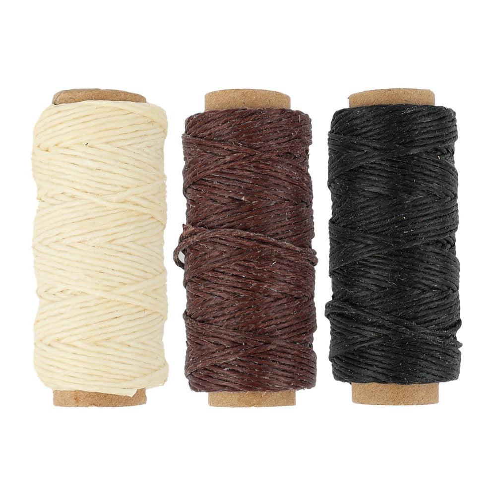 , Natural Waxed Linen Thread 20 Yards, Books by Hand Natural, Black, Brown Color for Sewing, Bookbinding (3/Pkg)