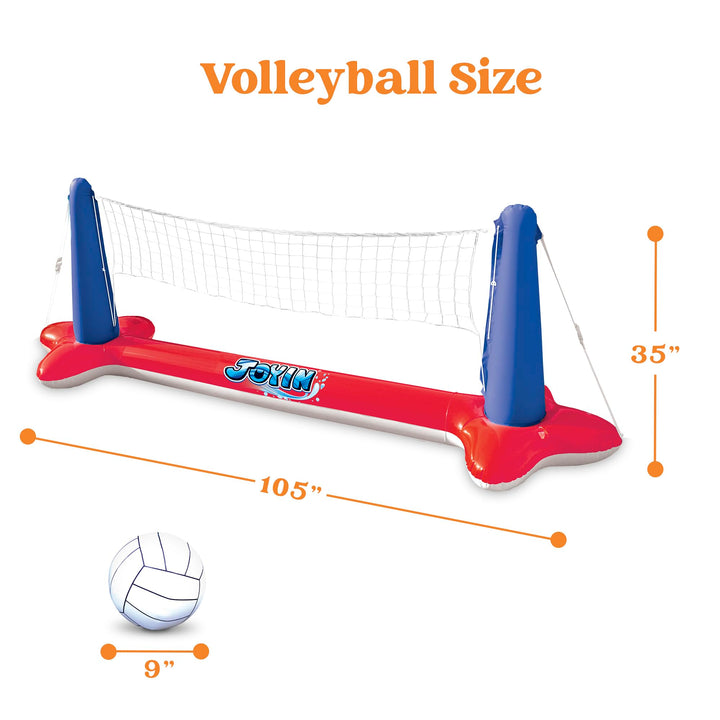 Inflatable Pool Float Set Volleyball Net & Basketball Hoops, Balls Included for Kids and Adults Swimming Game Toy, Summer Floaties, Volleyball Court |Basketball,L-Red