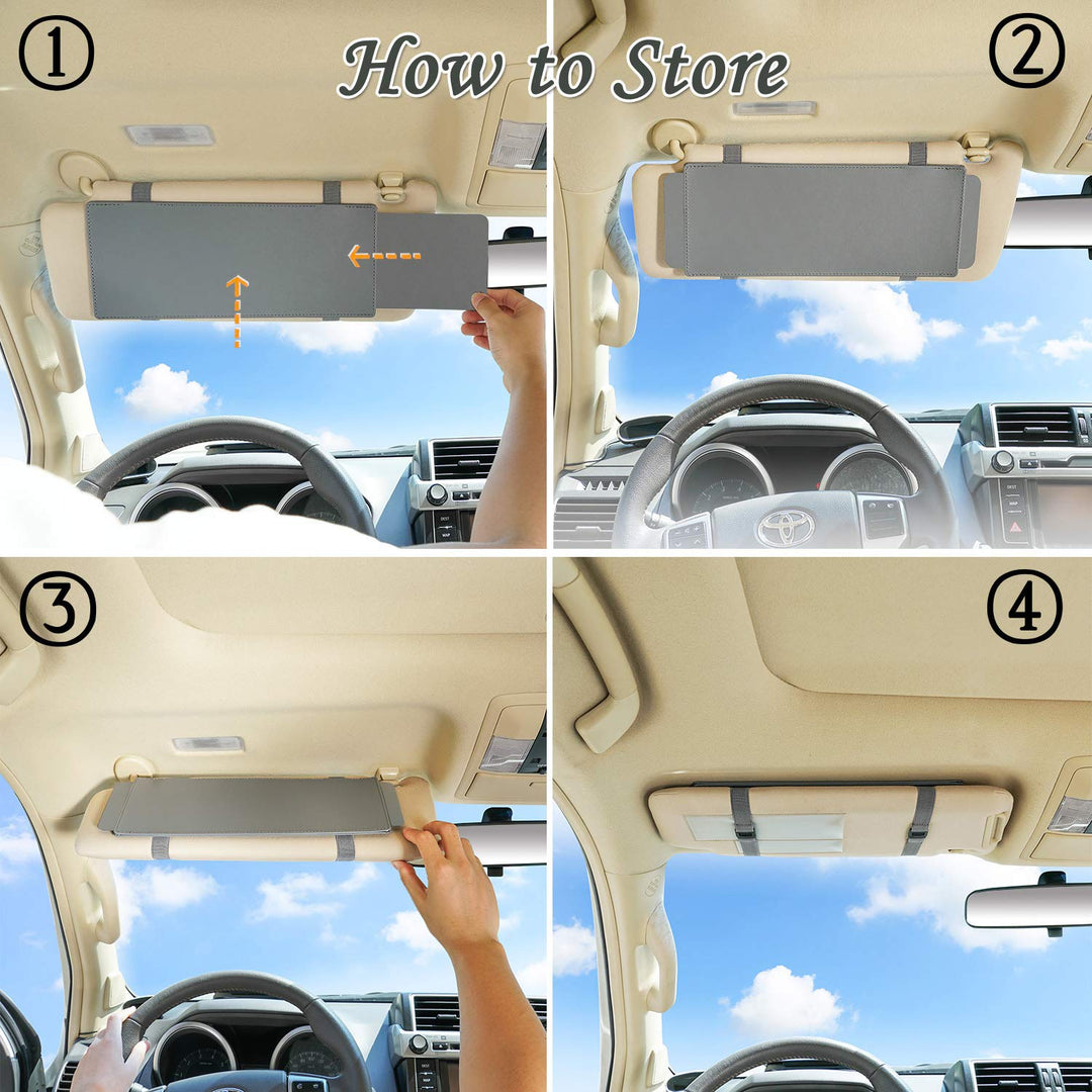 Car Visor Extender Anti-Glare Sun Visor Extender Window Sunshade and UV Rays Blocker - Grey