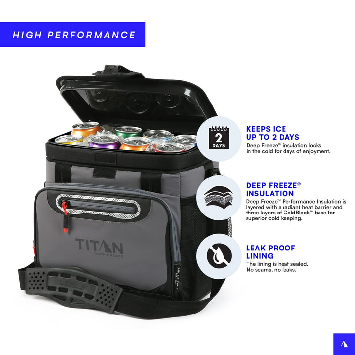 Deep Freeze Cooler - 16 Can Zipperless Hardbody Cooler with Deep Freeze Insulation, HardBody Liner, and SmartShelf - Sharkskin Gray