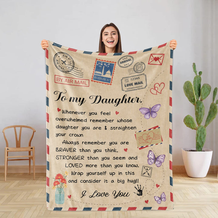 Daughter Blanket, Daughter Blankets from Mom Dad, Birthday for Daughter, I Love You Daughter Blanket Presents to My Daughter, Daughter Soft Bed Flannel Letter Throw Blanket 40 X 50