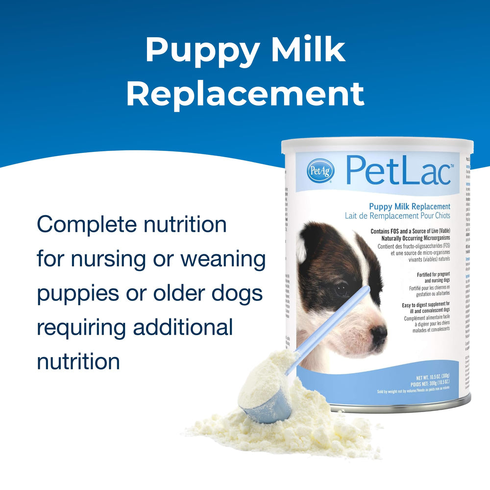 Pet-Ag PetLac Powder for Puppies - 10.5 oz - Puppy Milk Replacement Powder for Puppies Newborn to Six Weeks Old - Easy to Digest