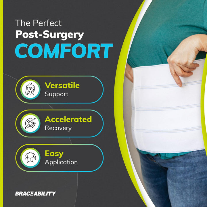 Plus Size Bariatric Abdominal Stomach Binder - XXL Belly Support Band, Big Mens or Womens Obesity Girdle Belt, After Surgery Recovery Wrap, Tummy Waist Compression Hernia Treatment (2XL)