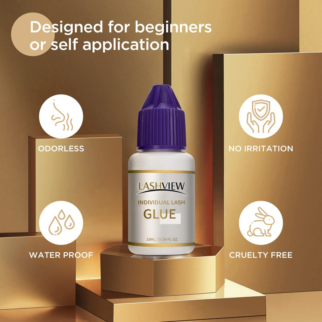 Individual Lash Glue,DIY Lash Extension Glue,Black Eyelash Glue Adhesive for Individual Cluster Lashes,10ML