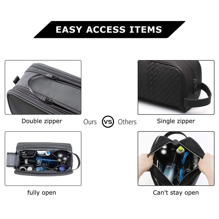 Toiletry Bag for Men, Travel Toiletry Organizer Dopp Kit Water-resistant Shaving Bag for Toiletries Accessories, Door Room Essentials,Grey-medium