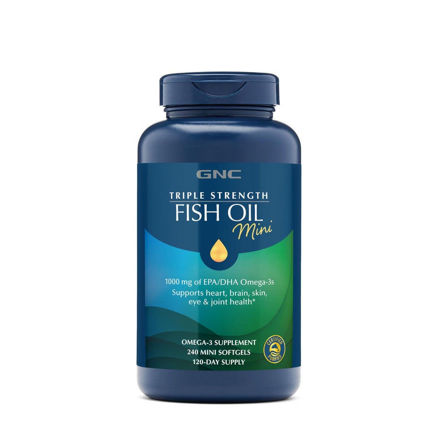 Triple Strength Fish Oil Mini Omega 3 Supplement, 1000mg EPA and DHA, Supports Heart, Brain, Skin, Eye and Joint Health, 240 Mini Softgels