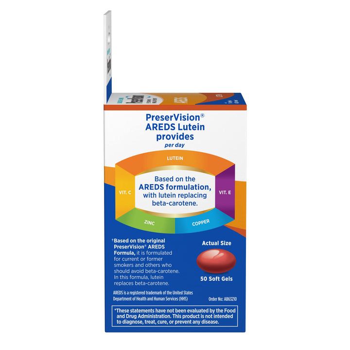 Bausch & Lomb Preservision with Lutein Eye Vitamin & Mineral Supplement, 50-Count Soft Gels