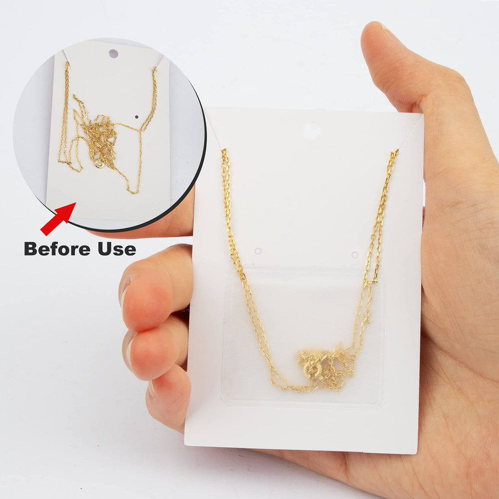 Necklace Chain Adhesive Pouch for Necklace Display Cards, Self-Adhesive Necklace Chain Pockets Clear Jewelry Bags Necklace Chain Pouch to Hold Loose Chain Jewelry Supplies (100 pcs)