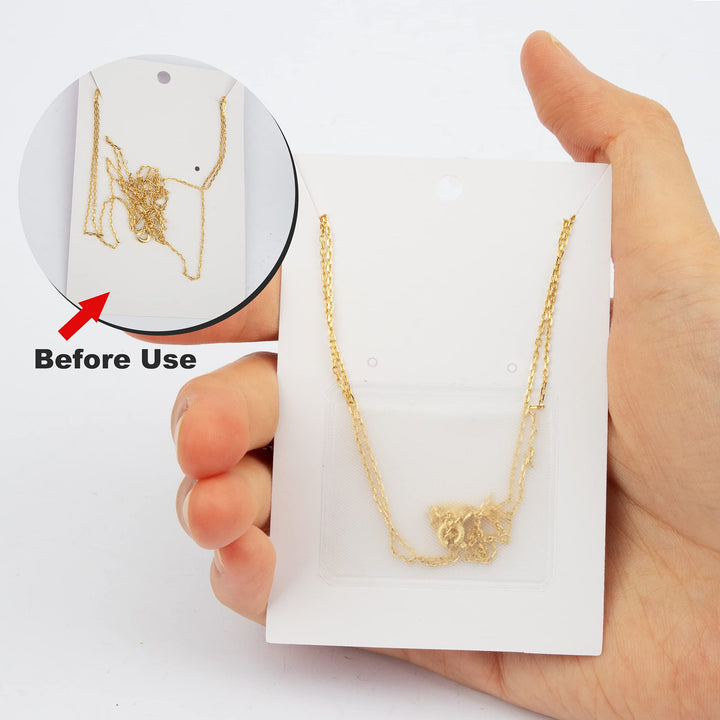 Necklace Chain Adhesive Pouch for Necklace Display Cards, Self-Adhesive Necklace Chain Pockets Clear Jewelry Bags Necklace Chain Pouch to Hold Loose Chain Jewelry Supplies (100 pcs)
