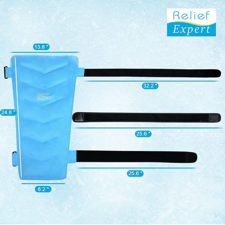 Large Ice Pack for Injuries Reusable Gel Cold Pack Wrap for Leg, Knee, Hip, Thigh Pain Relief, Cold Compress for Swelling Bruises with 3 Straps