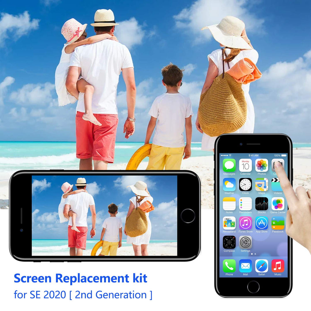 for iPhone 8/ SE 2020 2nd Generation Screen Replacement Black, LCD Touch Screen Digitizer with Repair Tools for A2275, A2298, A2296 with Waterproof Seal+Repair Tools+Screen Protector