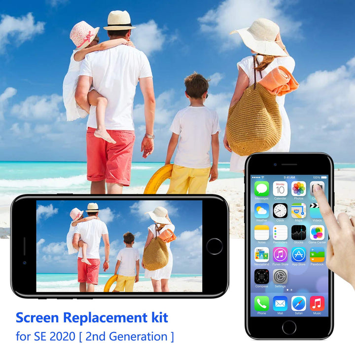 for iPhone 8/ SE 2020 2nd Generation Screen Replacement Black, LCD Touch Screen Digitizer with Repair Tools for A2275, A2298, A2296 with Waterproof Seal+Repair Tools+Screen Protector