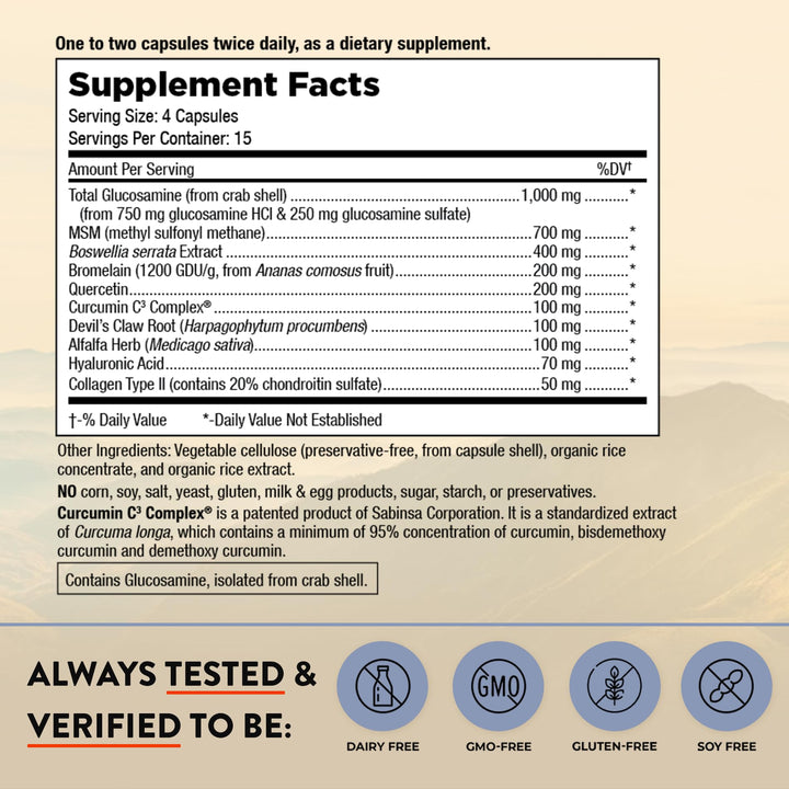 - Joint Solution Advanced, with Curcumin C3 Complex, Glucosamine, Hyaluronic Acid, Bromelain, Collagen Type 2 & MSM, Improves Fluidity & Supports Joint Comfort (60 Capsules)