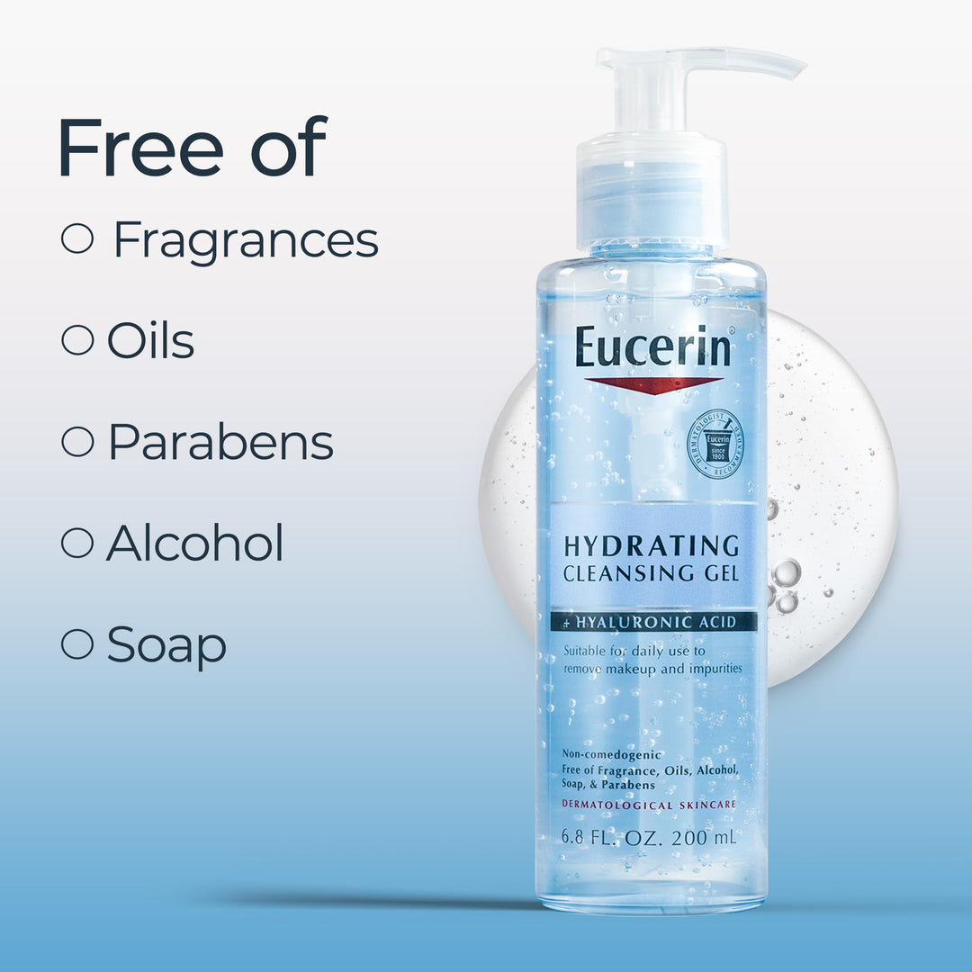 Hydrating Cleansing Gel, Daily Facial Cleanser Formulated with Hyaluronic Acid, 6.8 Fl Oz