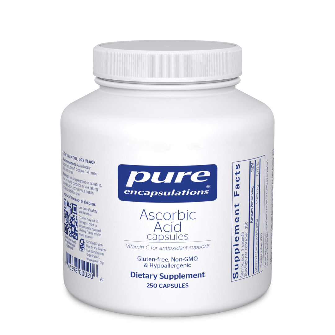 Ascorbic Acid Capsules - 1,000 mg Vitamin C - Antioxidant & Immune Support* - High-Potency Vitamin C - Vegan & Non-GMO - 250 Capsules