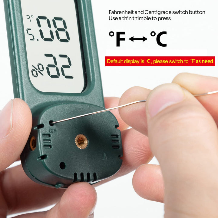 Digital Thermometer Hygrometer, High Presicion Sensitive Thermometer and Humidity Gauge for Reptile Terraium Aquarium with High and Low Alarm Function, Large Screen & 3-Sides Mounting