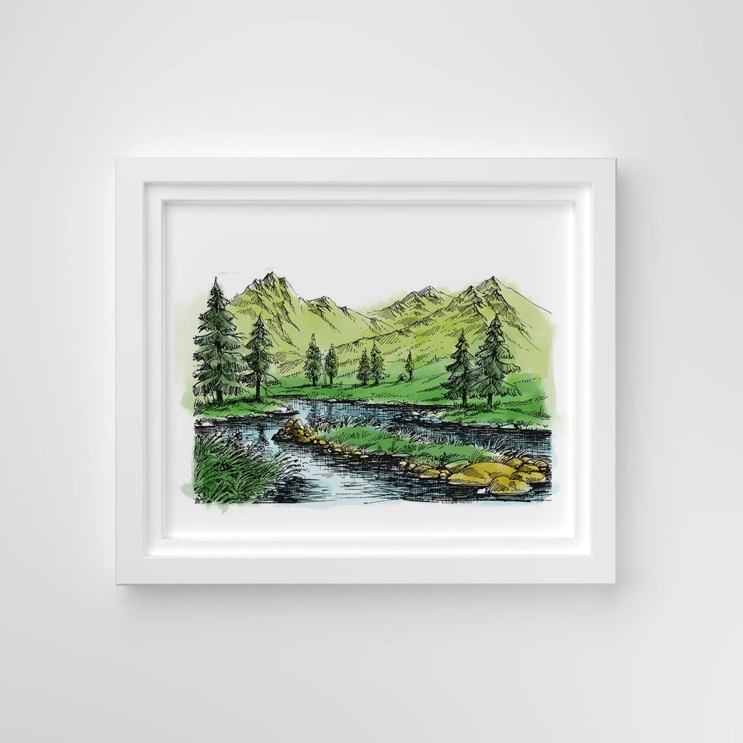 3 PCS Natural Scenery Clear Stamps for Card Making and Photo Album Decorations, Mountain River Background Transparent Rubber Stamps Seal for DIY Scrapbooking