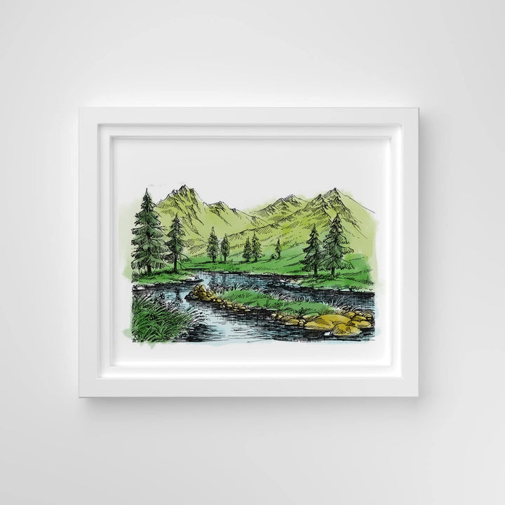 3 PCS Natural Scenery Clear Stamps for Card Making and Photo Album Decorations, Mountain River Background Transparent Rubber Stamps Seal for DIY Scrapbooking