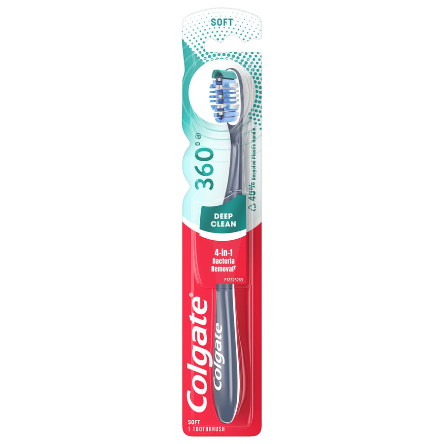 360 Toothbrush with Tongue and Cheek Cleaner, Soft Toothbrush, 1 Pack