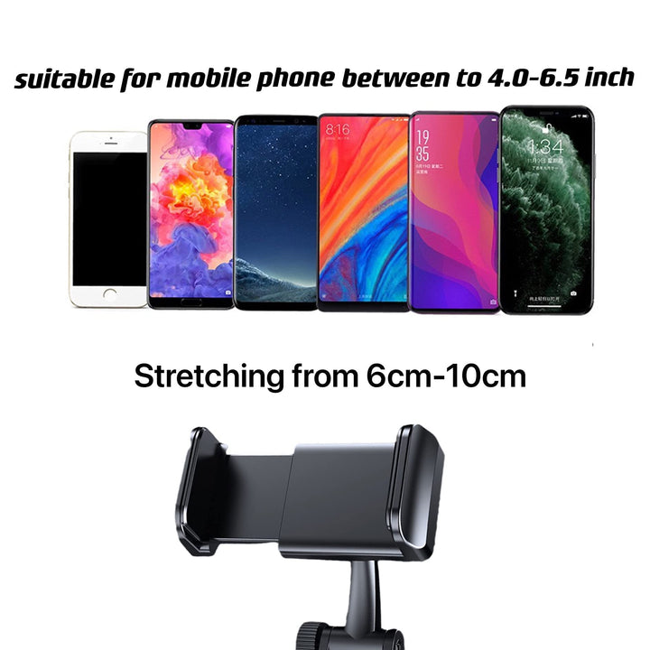 Rear View Mirror Phone Holder Mount, Car Phone Bracket/Stand with 270° Swivel and Adjustable Clips, Universal Smartphone Cradle, Black