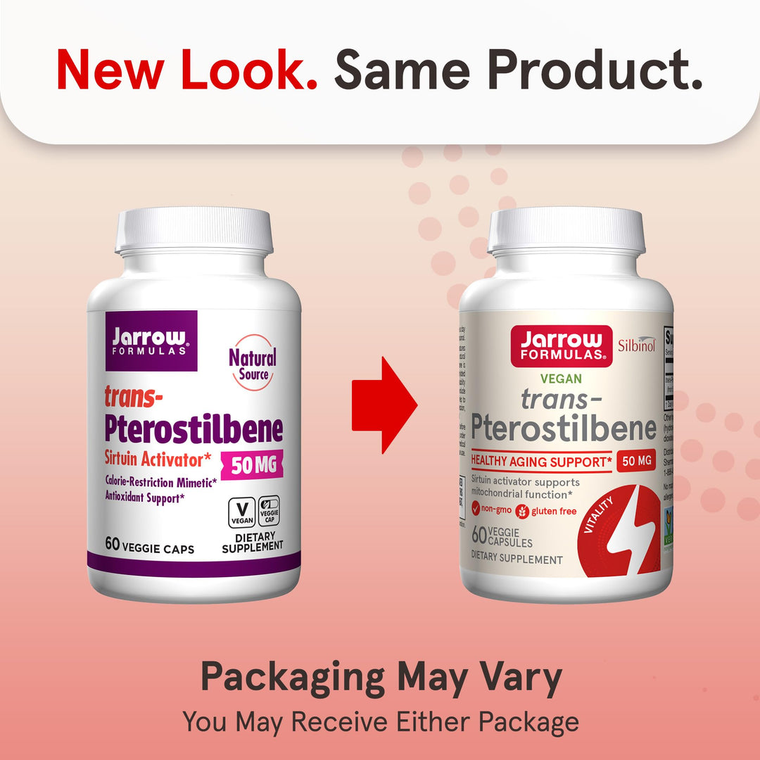 Pterostilbene 50mg for Antioxidant Support, Dietary Supplement Supports Healthy Aging, 60 Veggie Capsules, 60 Day Supply