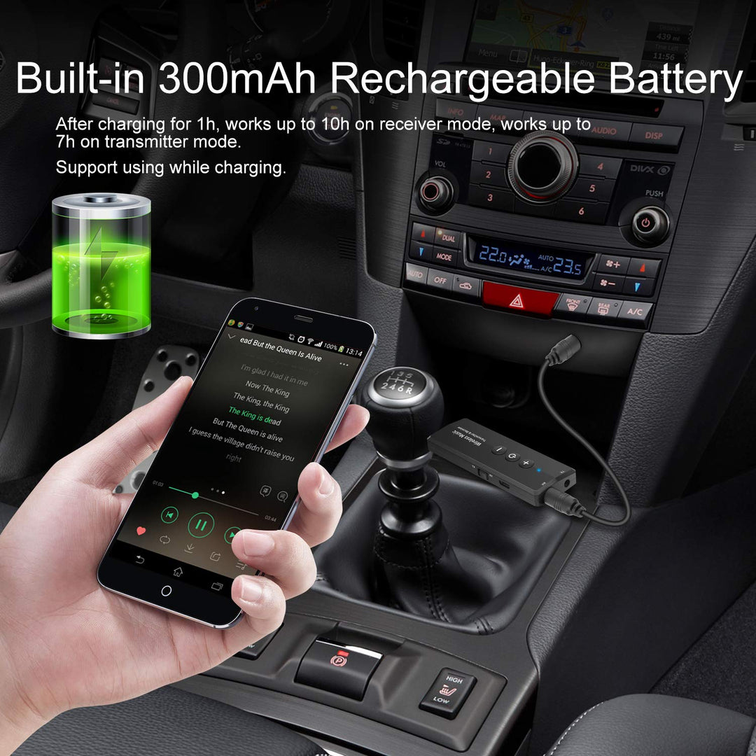 Upgraded Bluetooth 5.3 Transmitter 3-in-1, Portable Wireless Rechargeable Transceiver Adapter for TV PC, Stereo Audio Receiver for Car Speaker System