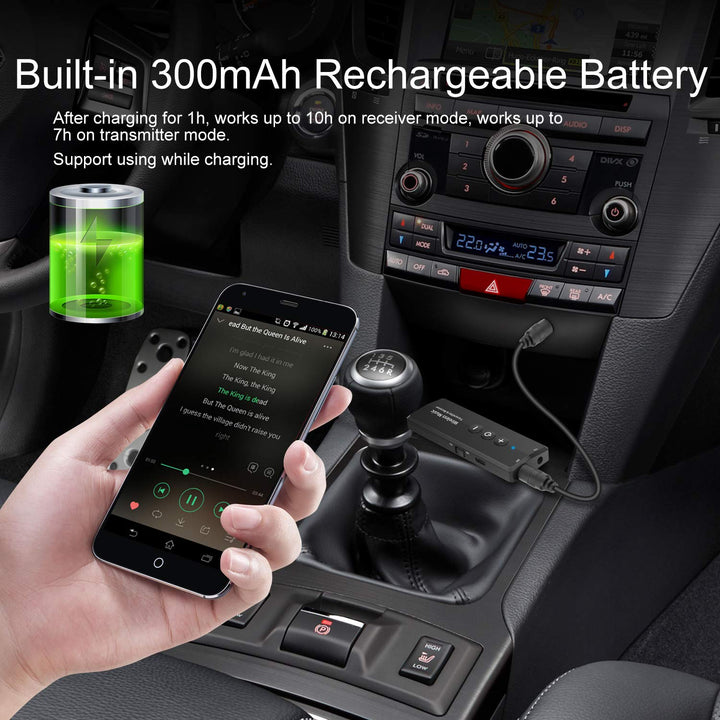 Upgraded Bluetooth 5.3 Transmitter 3-in-1, Portable Wireless Rechargeable Transceiver Adapter for TV PC, Stereo Audio Receiver for Car Speaker System