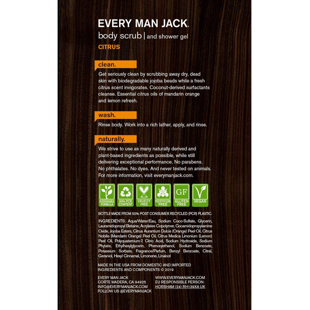 Everyman Jack Body Wash Shower Gel, Citrus Scrub, 16.9 Fl Oz (APR-002)