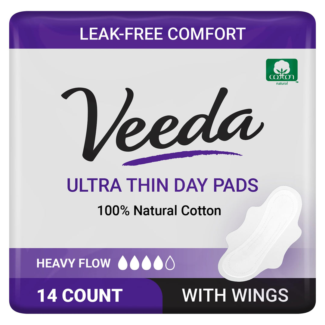 Ultra Thin Super Absorbent Day Pads are Always Chlorine Pesticide Dye and Fragrance Free Natural Cotton Sanitary Napkins, 14 Count