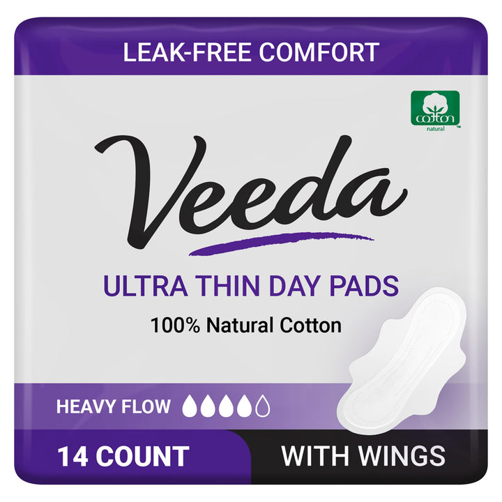 Ultra Thin Super Absorbent Day Pads are Always Chlorine Pesticide Dye and Fragrance Free Natural Cotton Sanitary Napkins, 14 Count