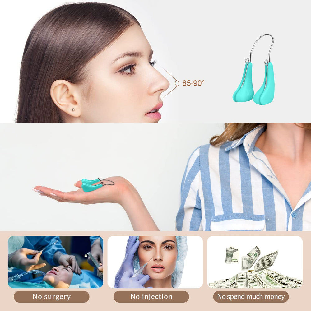 Nose Shaper Clip, Soft Silicone Nose Straightener Nose Shaper for Wide Noses Pain-Free Lifting Nose Reshape Slimmer (Sky Blue)