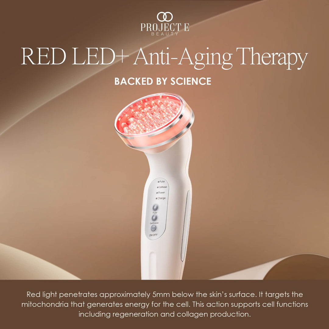 RED LED+ Anti-Aging Therapy | Collagen Boosting | Instant Firming and Lifting | Reduces Fine Lines & Wrinkles | Tightens & Tones | Rechargeable & Portable (Red LED Therapy)